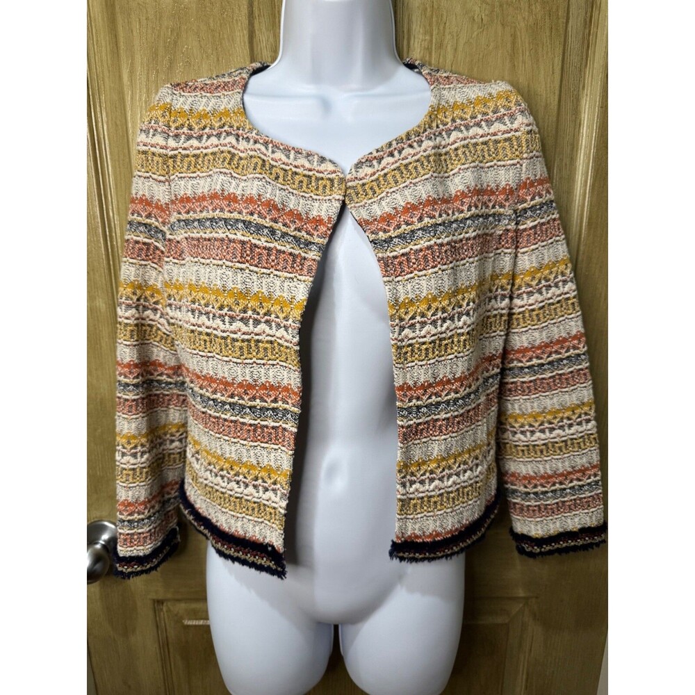 Zara Trafaluc Multicolor Tweed Moroccan Blazer Jacket XS